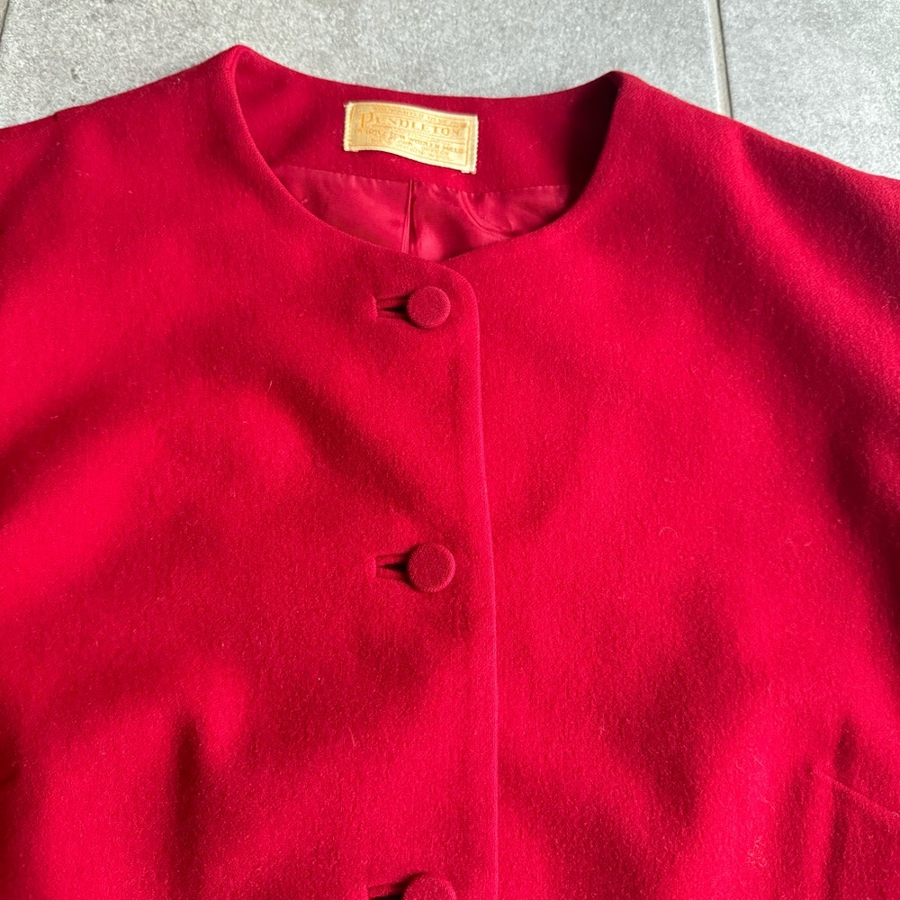 Red Pendleton Button Down 100% Wool Blazer Jacket… - image 3